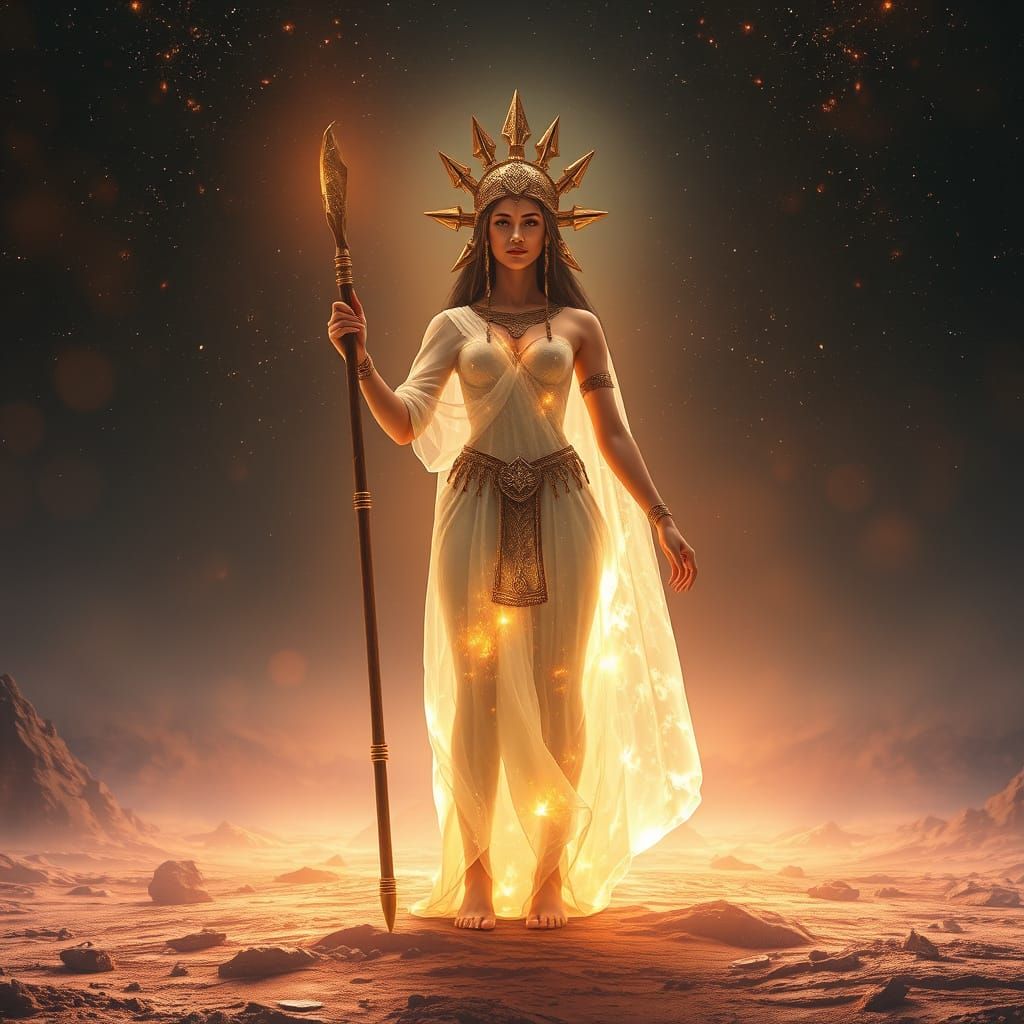 Mystical Goddess Priestess in a Crystal Realm