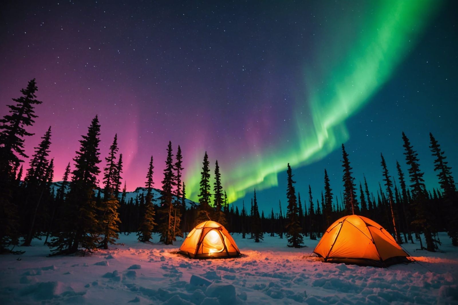 Aurora Campsite Under Northern Lights
