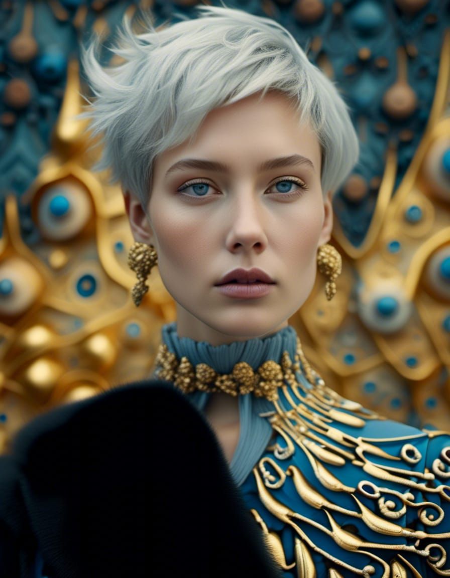 Golden Abstract Cycles in Matte Painting Style