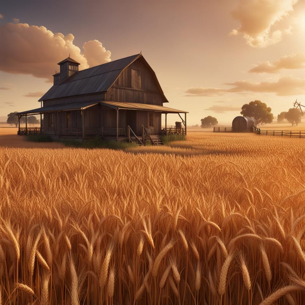 Australian Summer: Golden Wheat Field with Cows