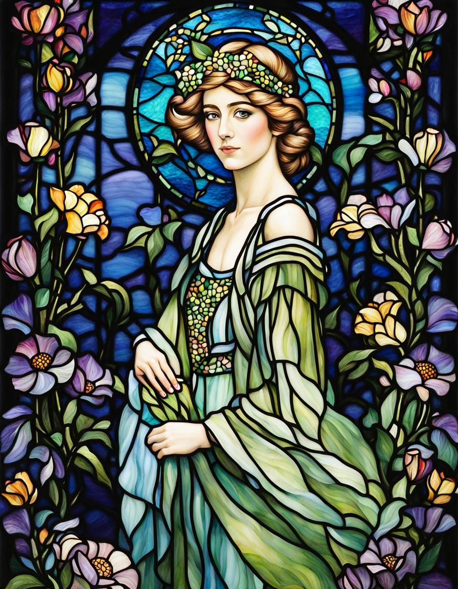 Stained Glass Portrait in Tiffany Style