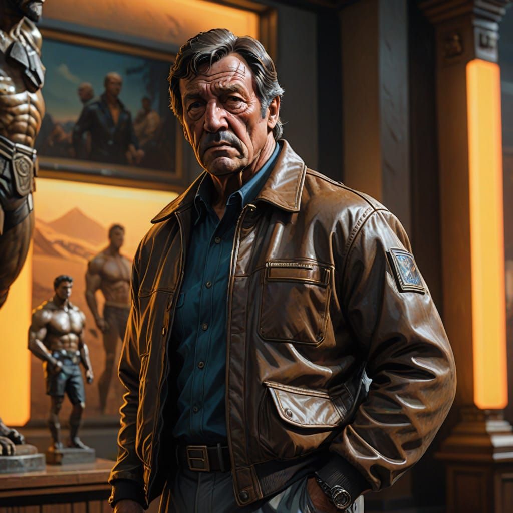 Veteran Rocky Balboa Contemplates Youthful Glory in Museum