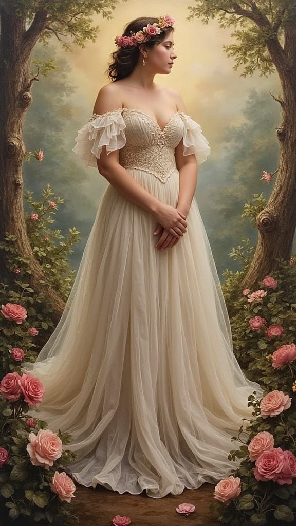 Goddess Persephone in a Whimsical Garden