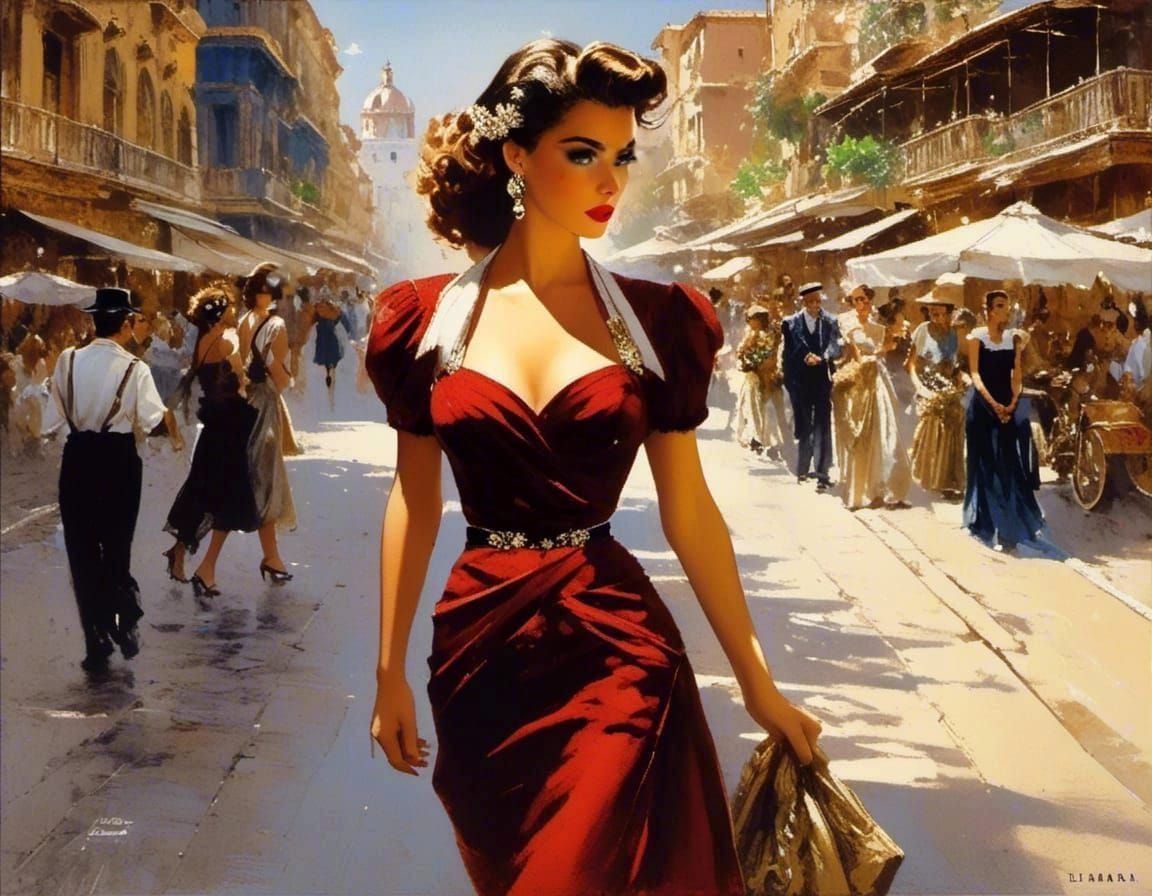 Concetta Lamantia Strolling in the Streets of Palermo, Italy...