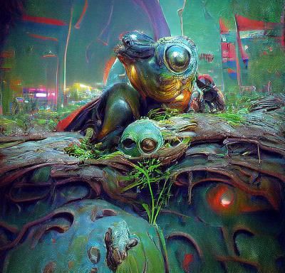 Biopunk Turtle Frog Boss in Mossy Forest