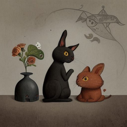 Surreal Scene Inspired by Dix and Klee