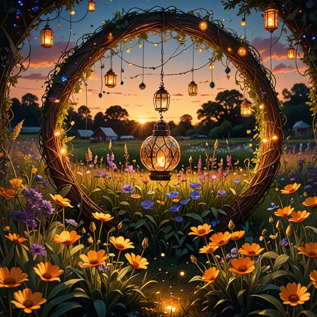 Enchanted Portal in Summer Flower Field