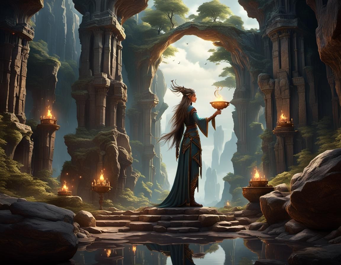 Prehistoric Sorceress Ritual in Stone Citadel