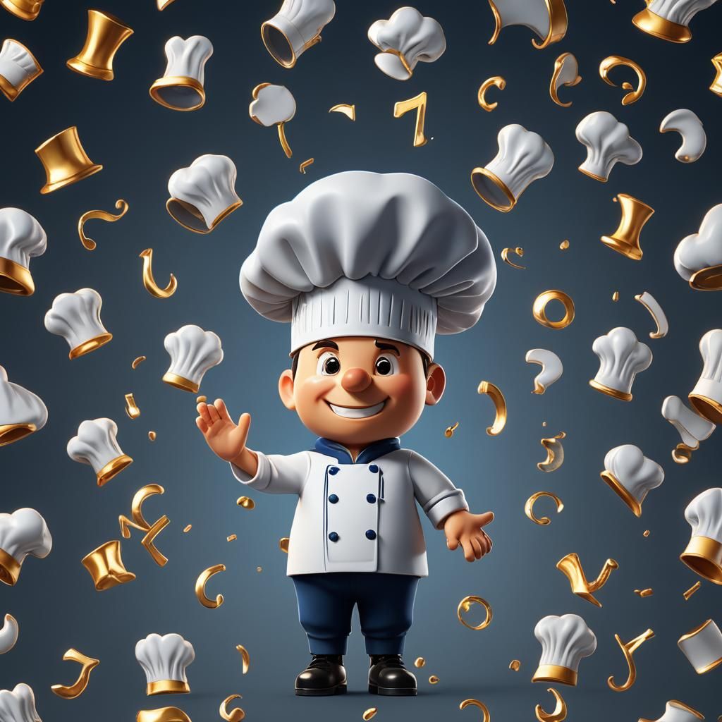 Shiny Number Seven Chef's Hat in 3D