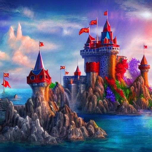 Fantasy Island Castle Trading Port Concept Art