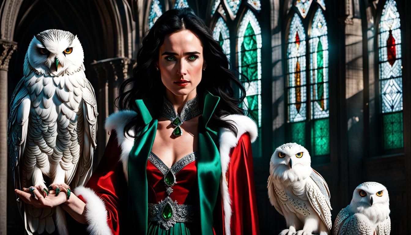 Gothic Portrait of a Woman in Red Gown