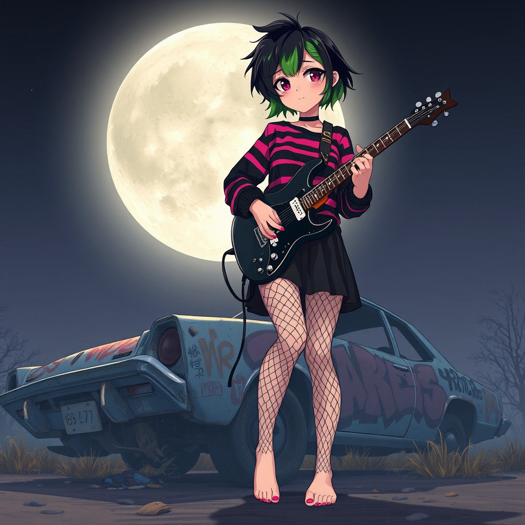 Emo Girl Guitarist in Dreamlike Fantasy Art