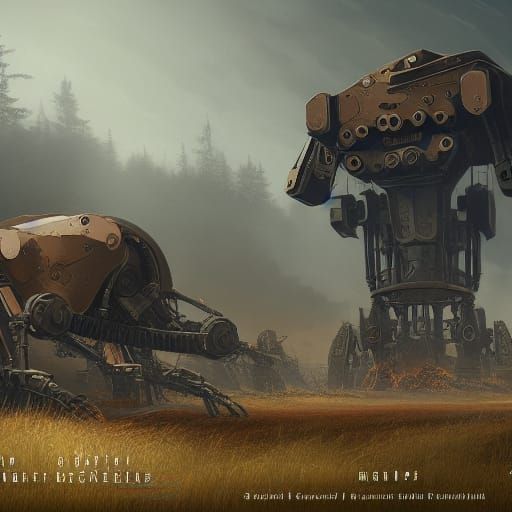 Detailed Iron Harvest Mech in Matte Painting Style