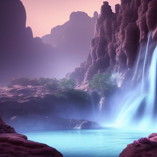 Desert Waterfall Fantasy Concept Art in Unreal Engine