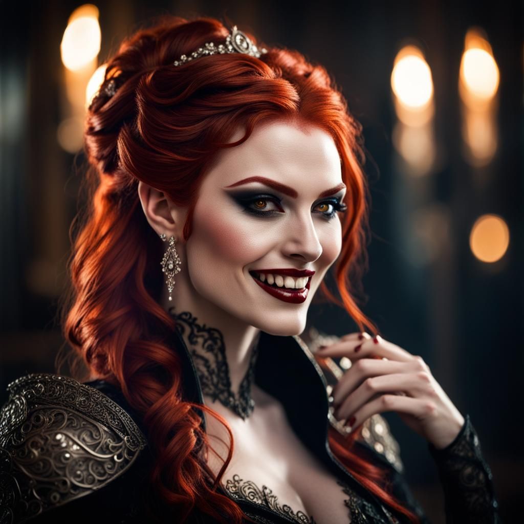 Lustrous Vampiress Queen: A Detailed Photographic Portrait