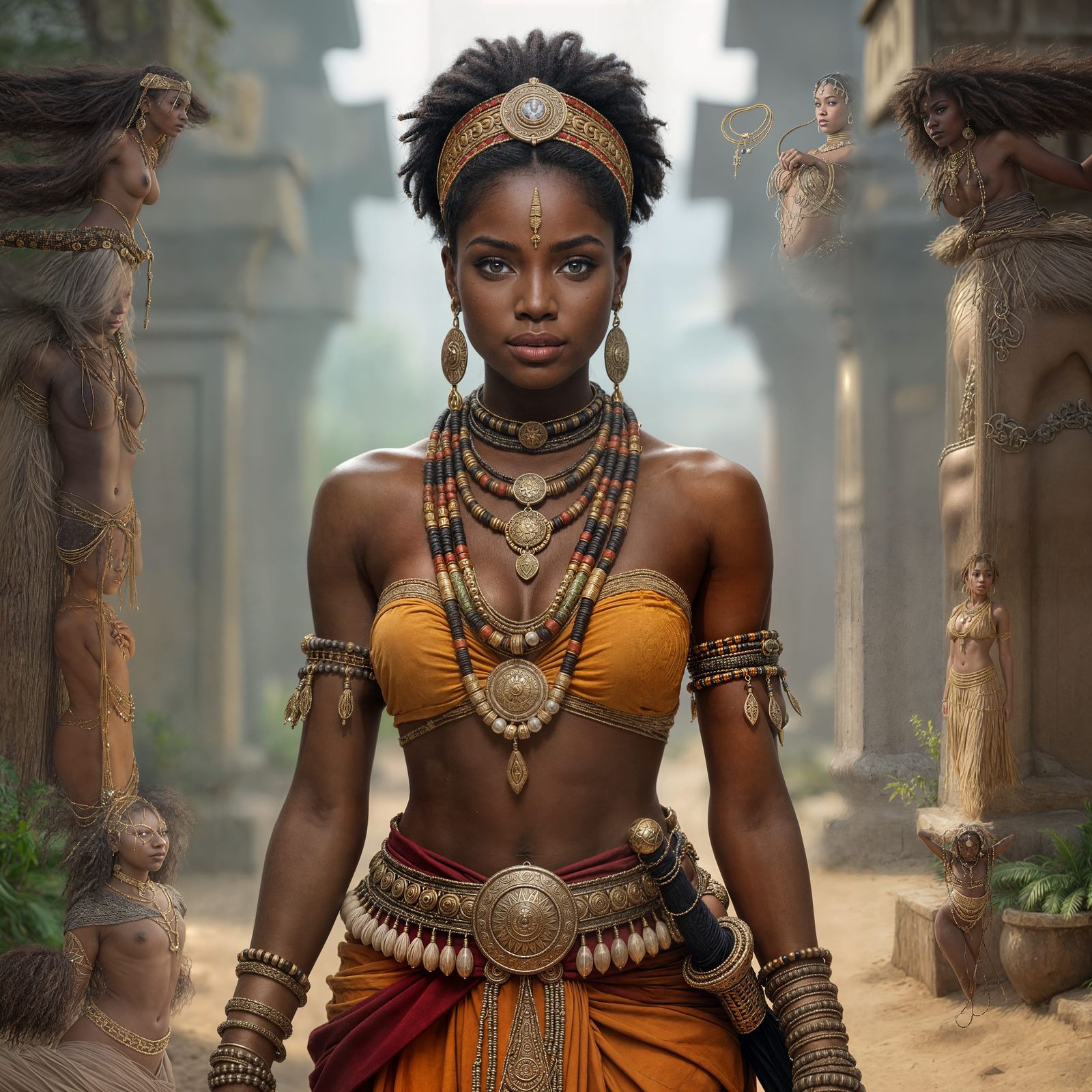 Yoruba Warrior Princess Leading Army in Ancient Setting