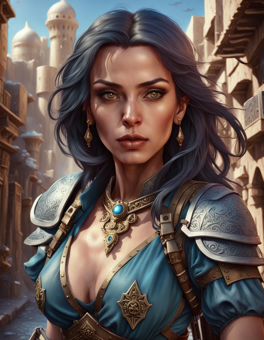 Fantasy Mercenary in Arabic City, Matte Painting