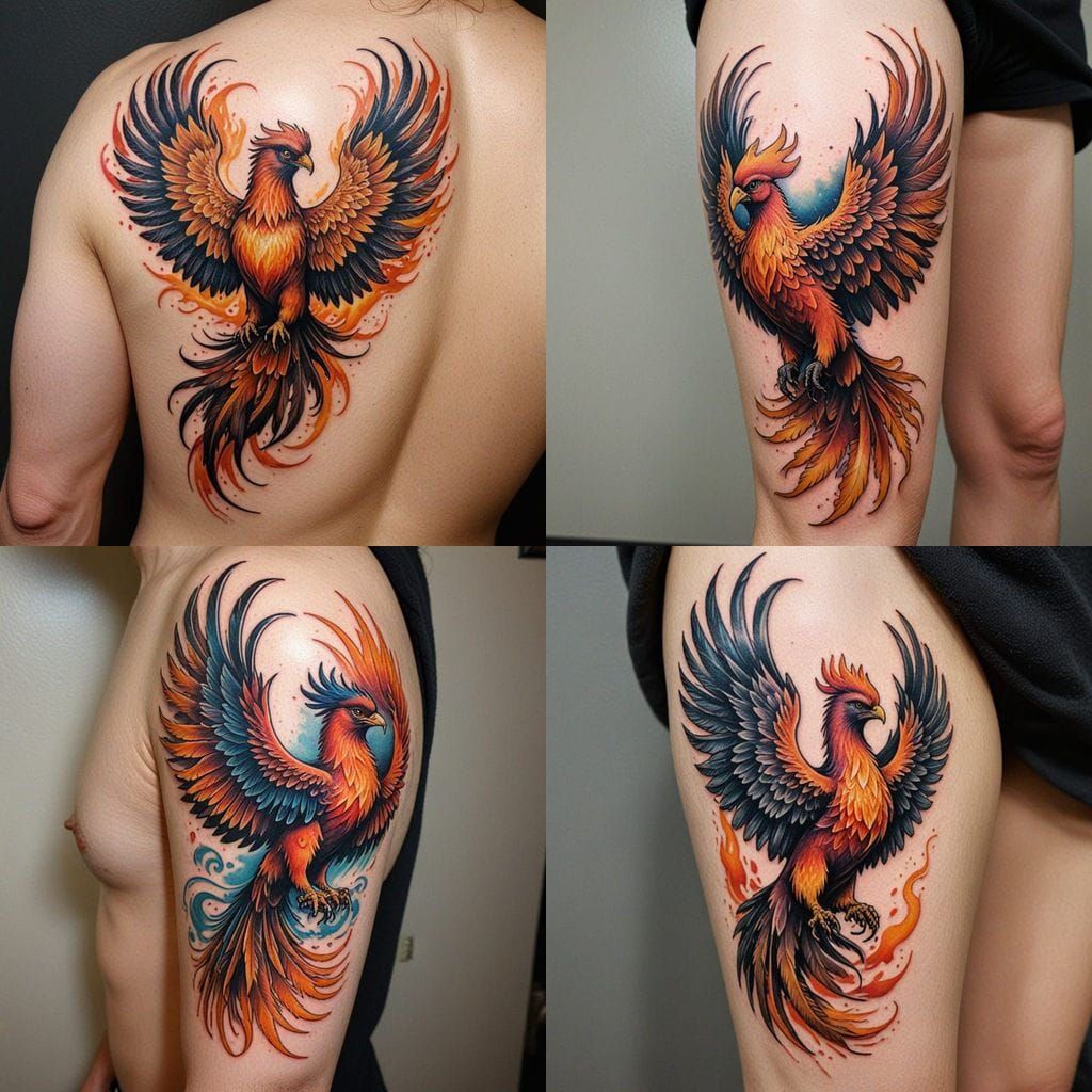 Hyperrealistic Phoenix Tattoo Design