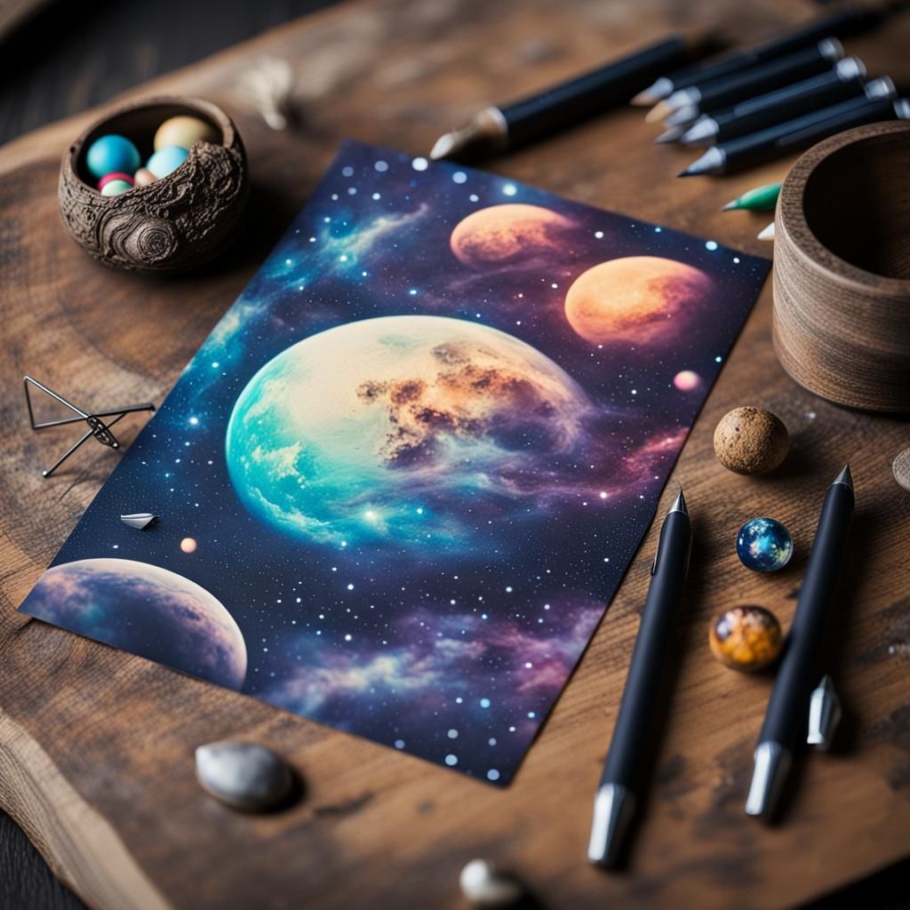 Magical Postcard with Cosmic Night Sky Elements