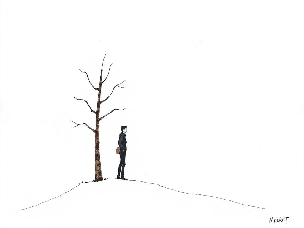 Simple Ink Drawing in Minimalist Style