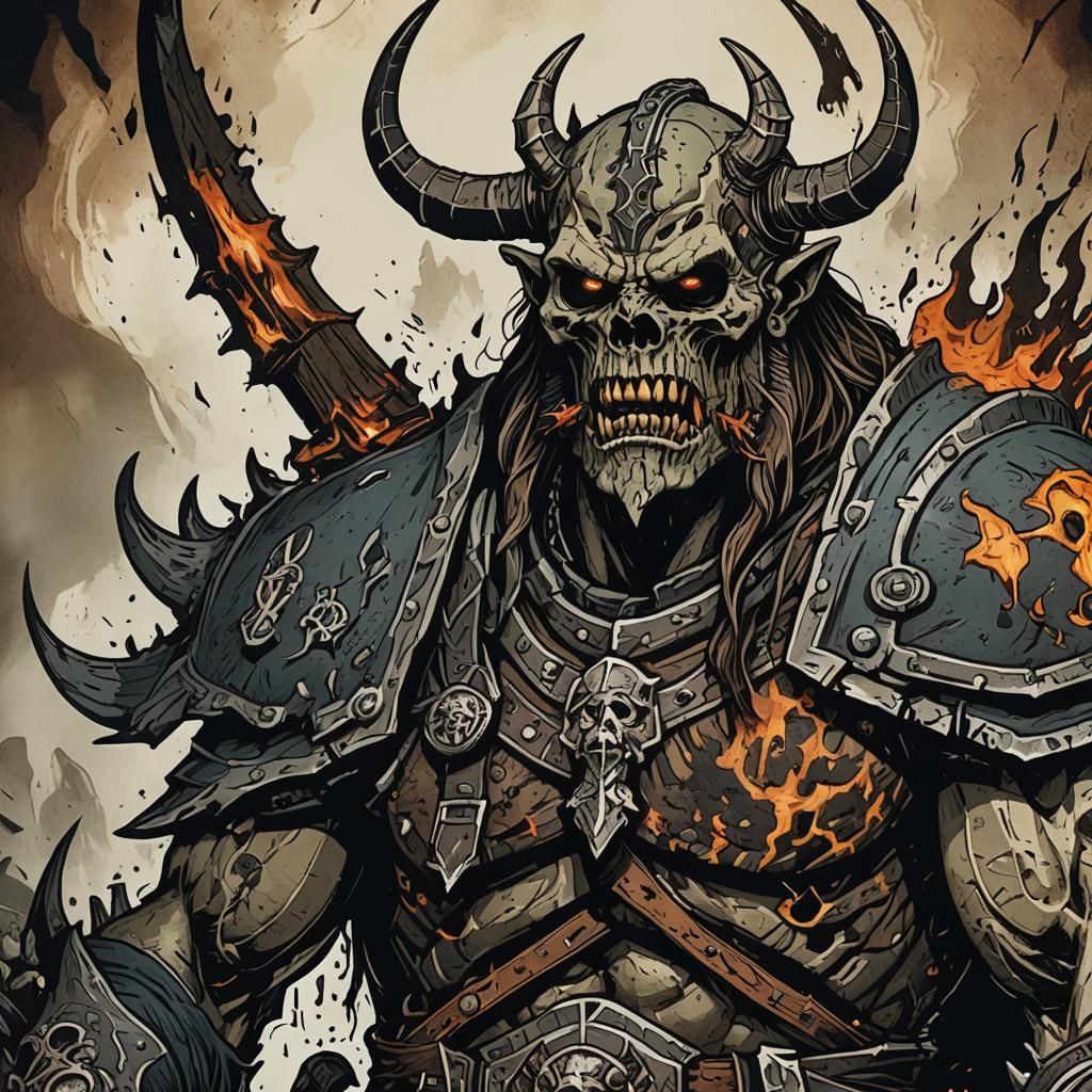 Furious Draugr Lich Portrait in Darkest Dungeon Style