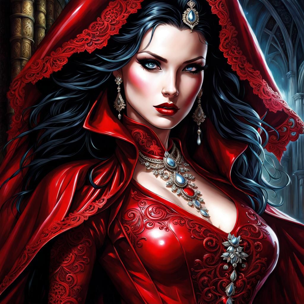 Gothic Irish Woman in Latex, Splash Art Style