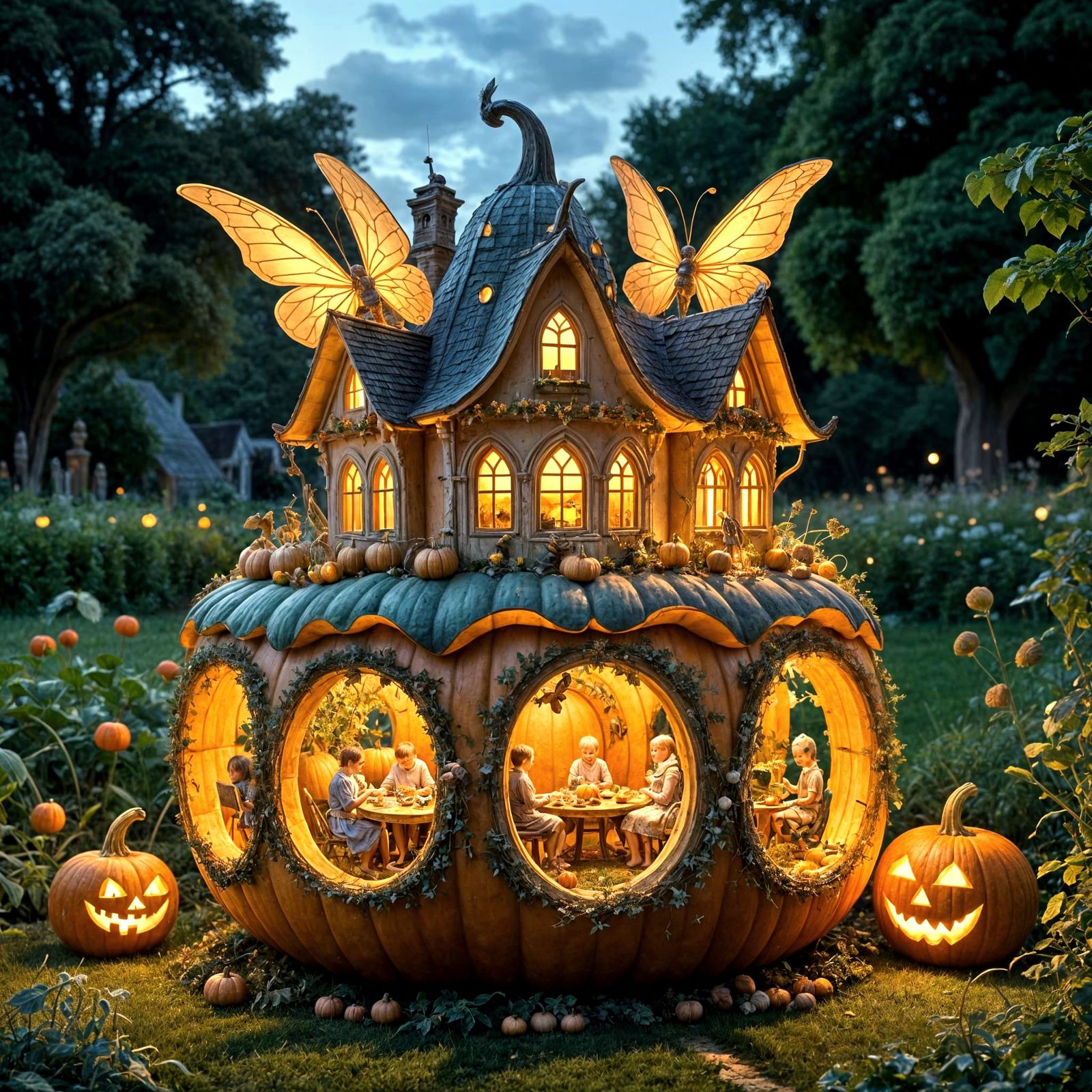 Pixie Family Home Inside Victorian Pumpkin House