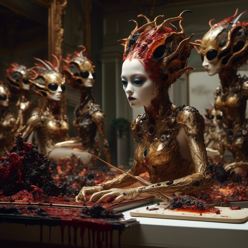 Abstract Alien Portrait in Bizarre Landscape