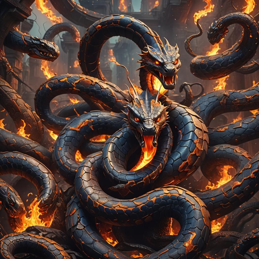Fiery Cobra in Detailed Matte Painting Style