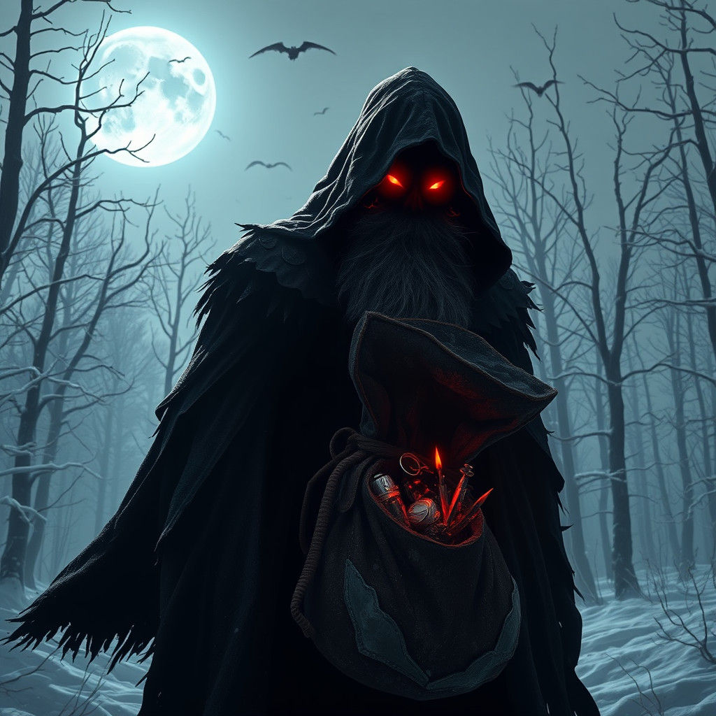 Crympus: Sinister Brother of Santa, in Dark Fantasy Style