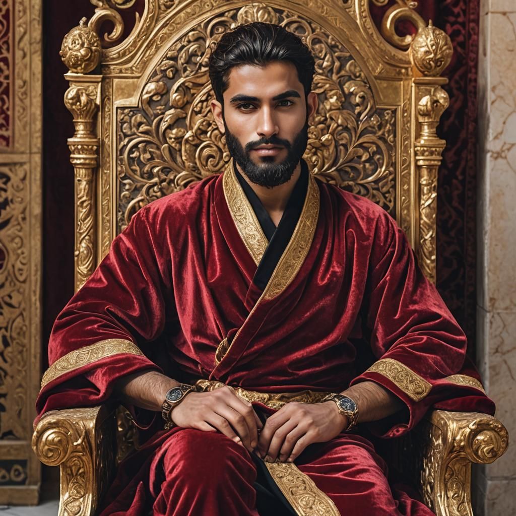 Aristocratic Youth in Red Velvet Robe: An Impressionist Port...