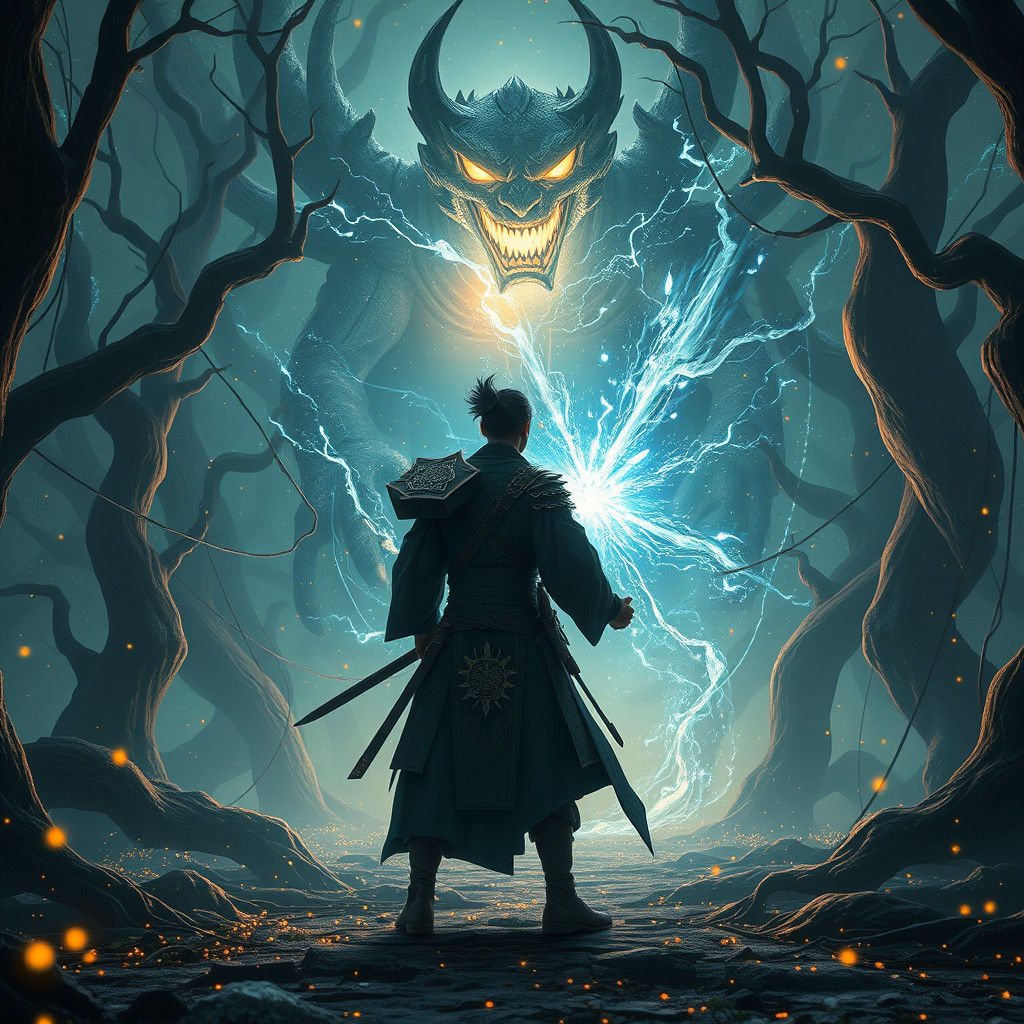 Tanjiro Battles Mystical Entity in Enchanted Forest