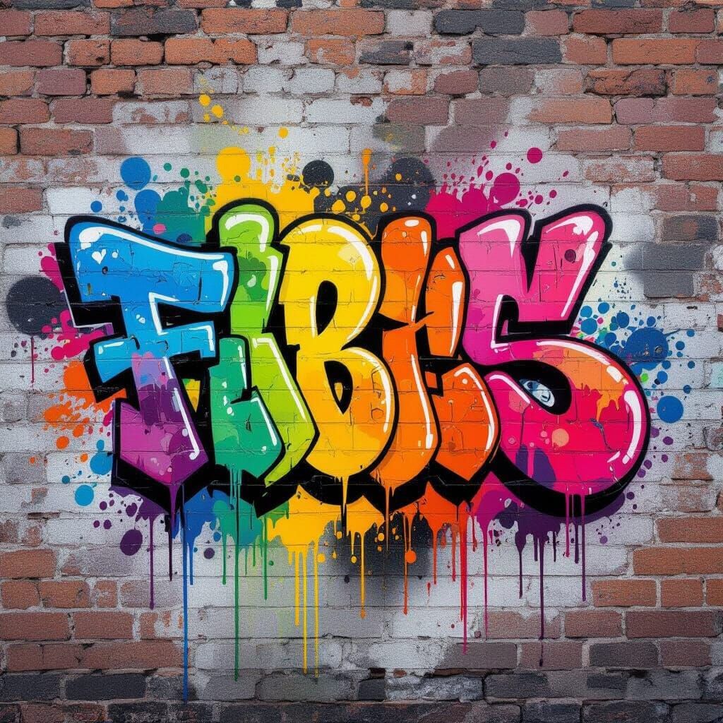 Vibrant Graffiti Art with Melting Acrylics on Brick Wall