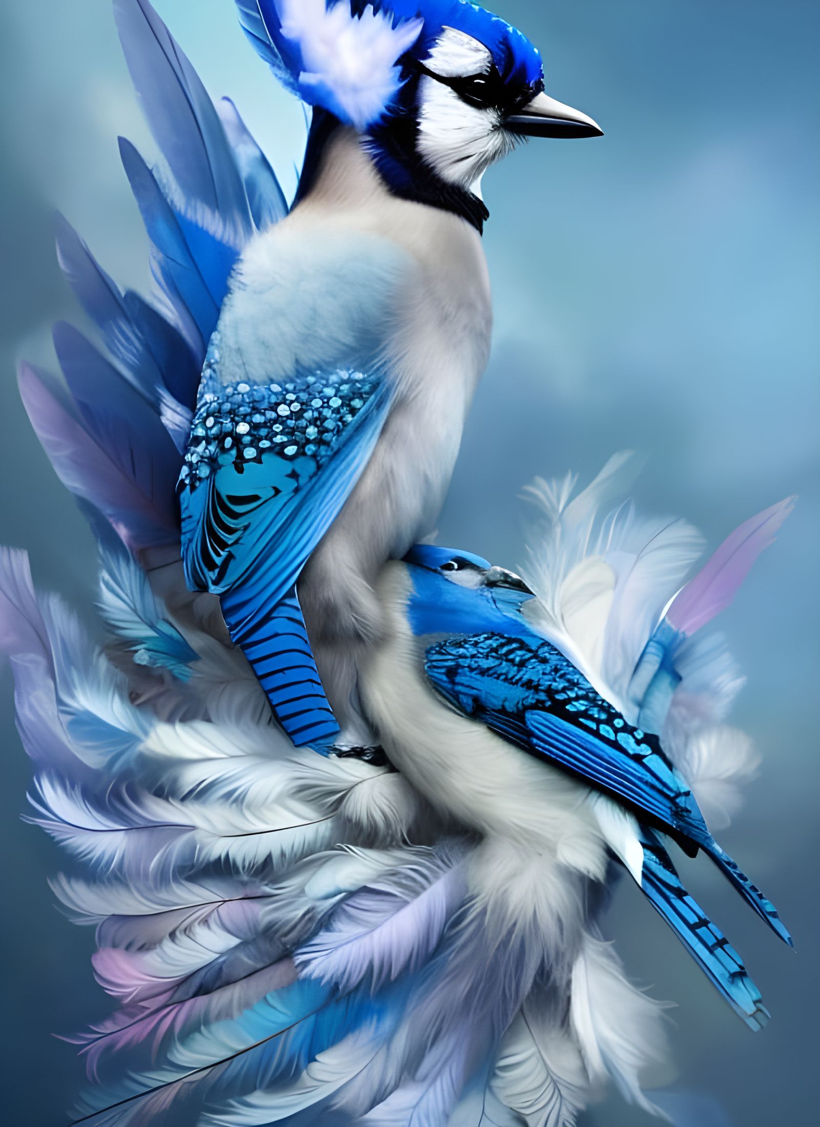 Blue Jay Party: A Maximalist Matte Painting