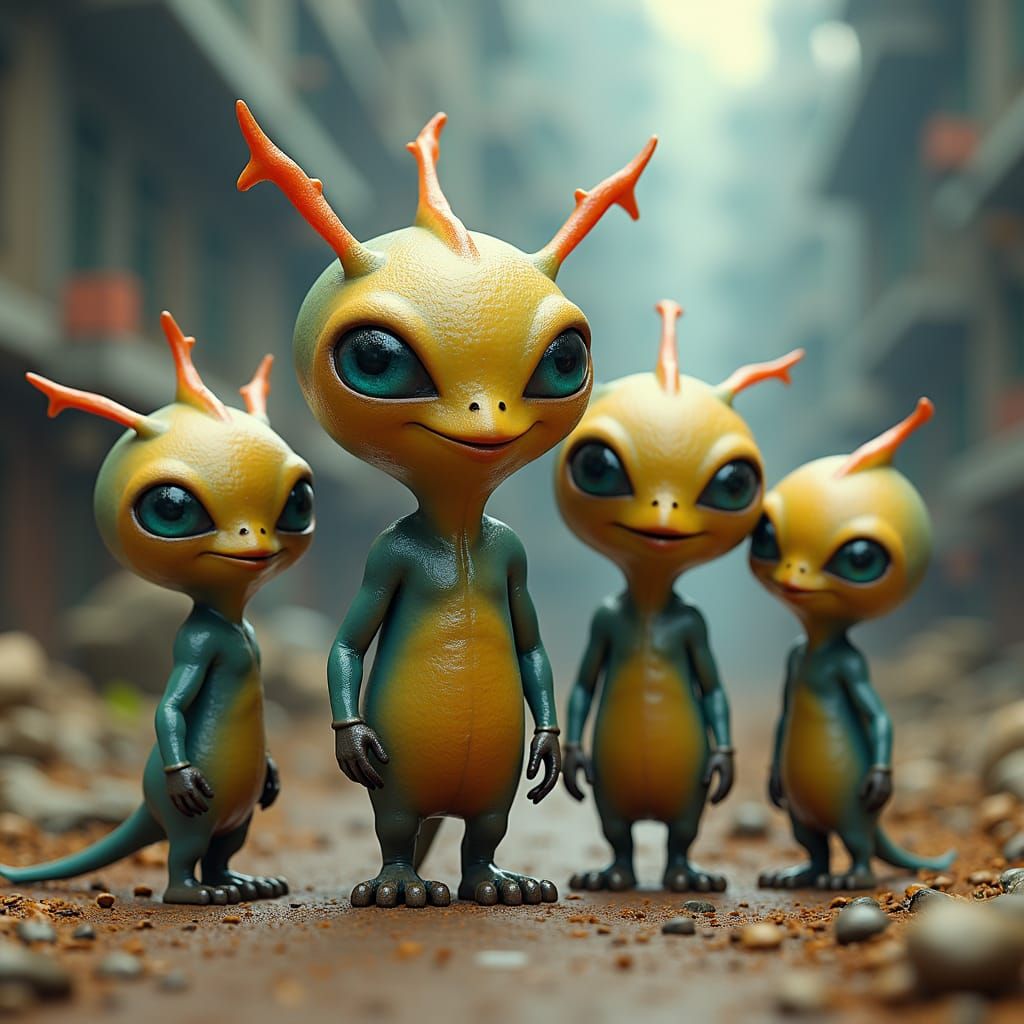 Surreal Alien Cartoon Characters in Maximalist Style