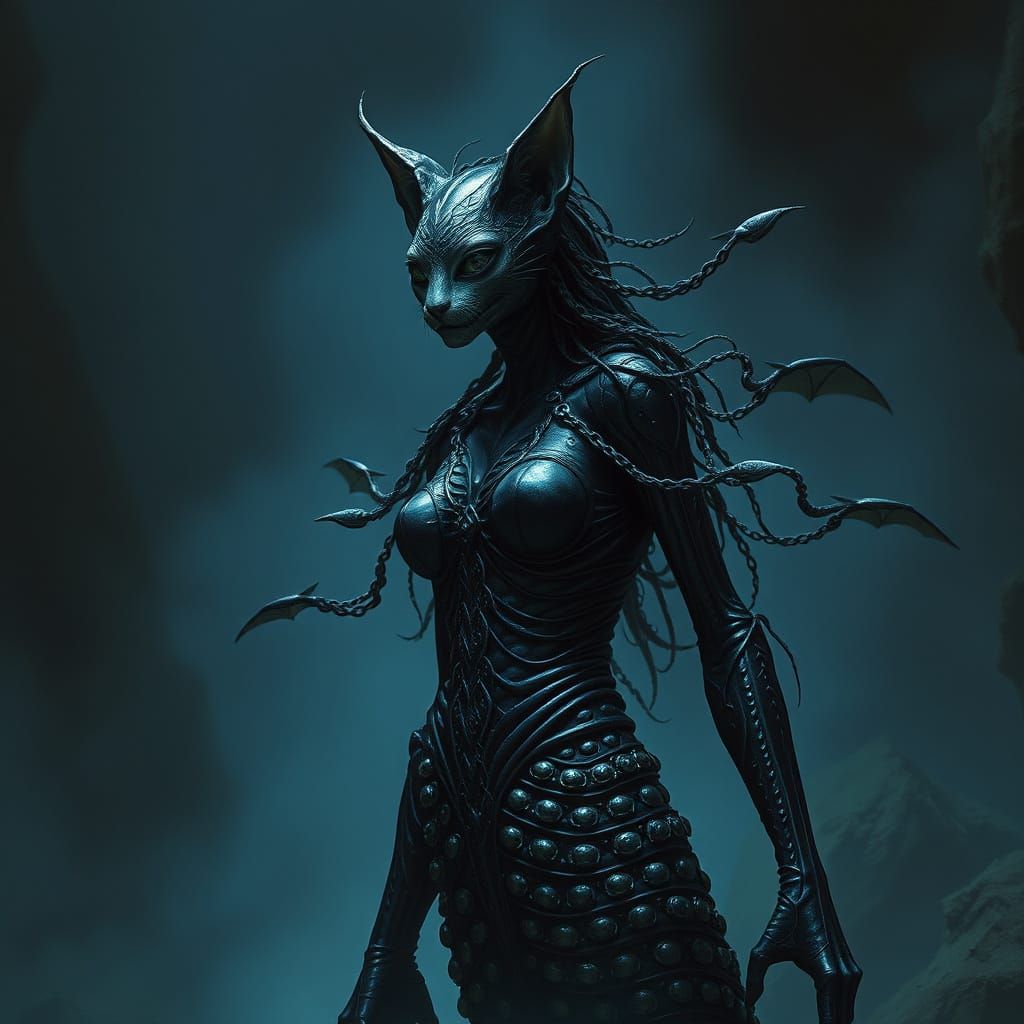 Evil Mermaid Captured in Giger and Frazetta Style