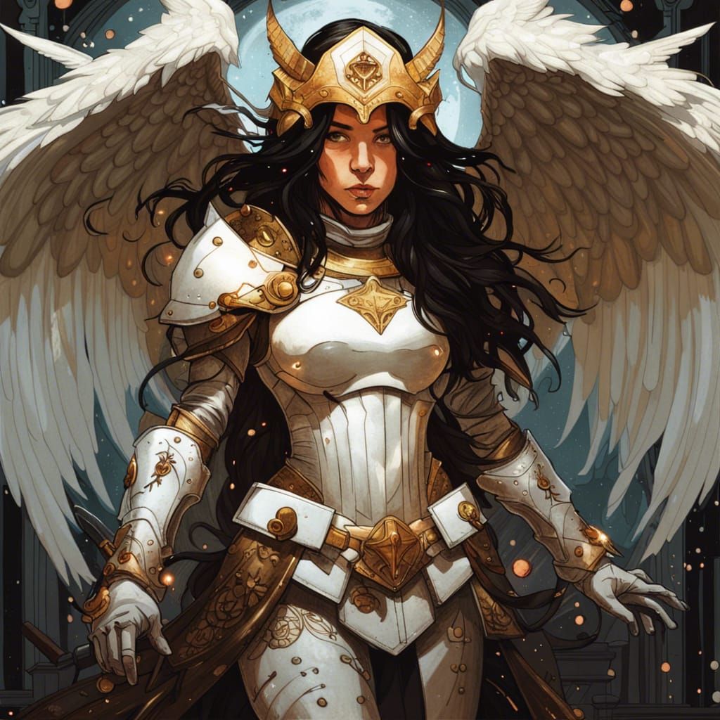 Brunette Knight with Wings in Splash Art Style