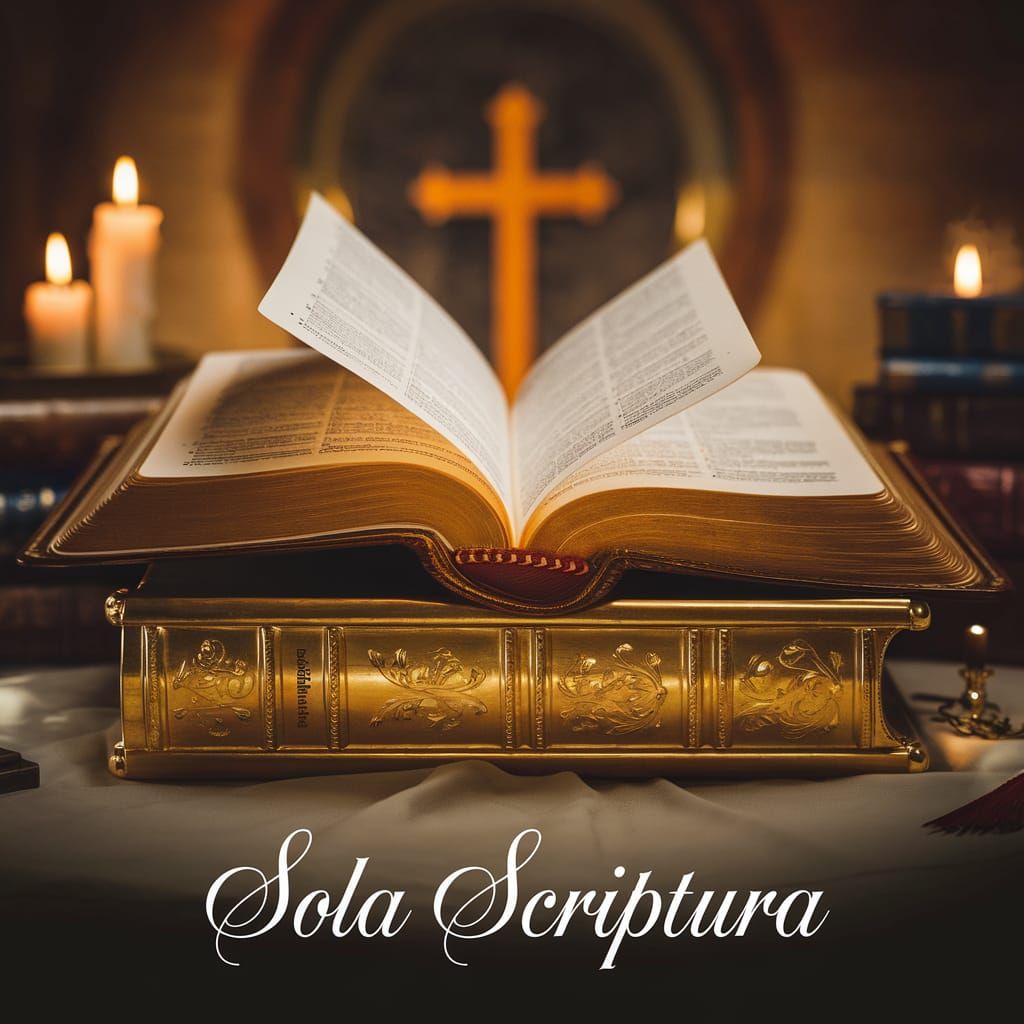 Ornate Golden Bible Illuminated in Candlelight