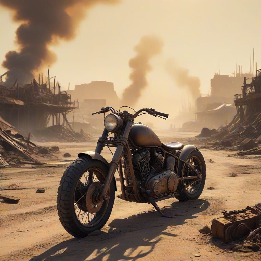 Post-Apocalyptic Metropolis in Turbulent Wasteland