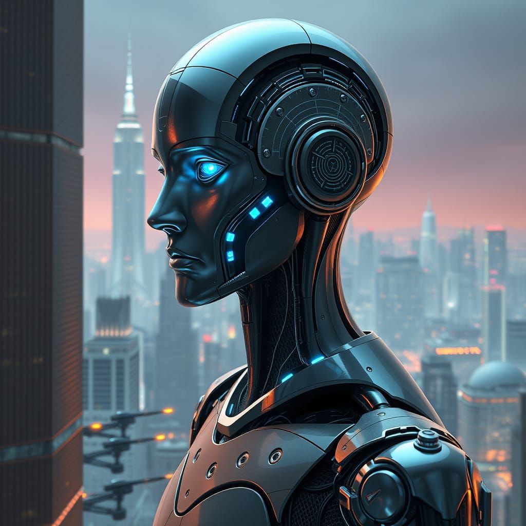 Cyberpunk Administrator in Neon-Lit Megacity