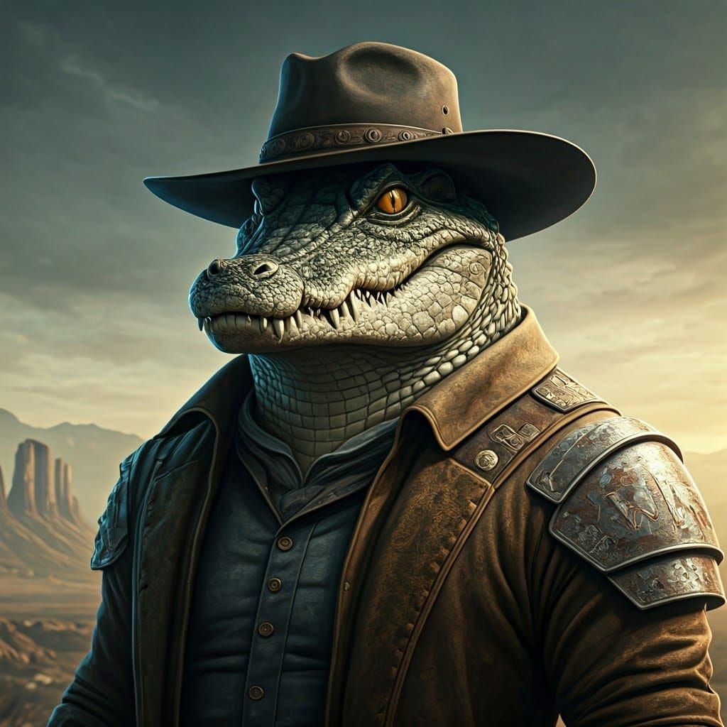 Humanoid Crocodile as Rugged NCR Ranger
