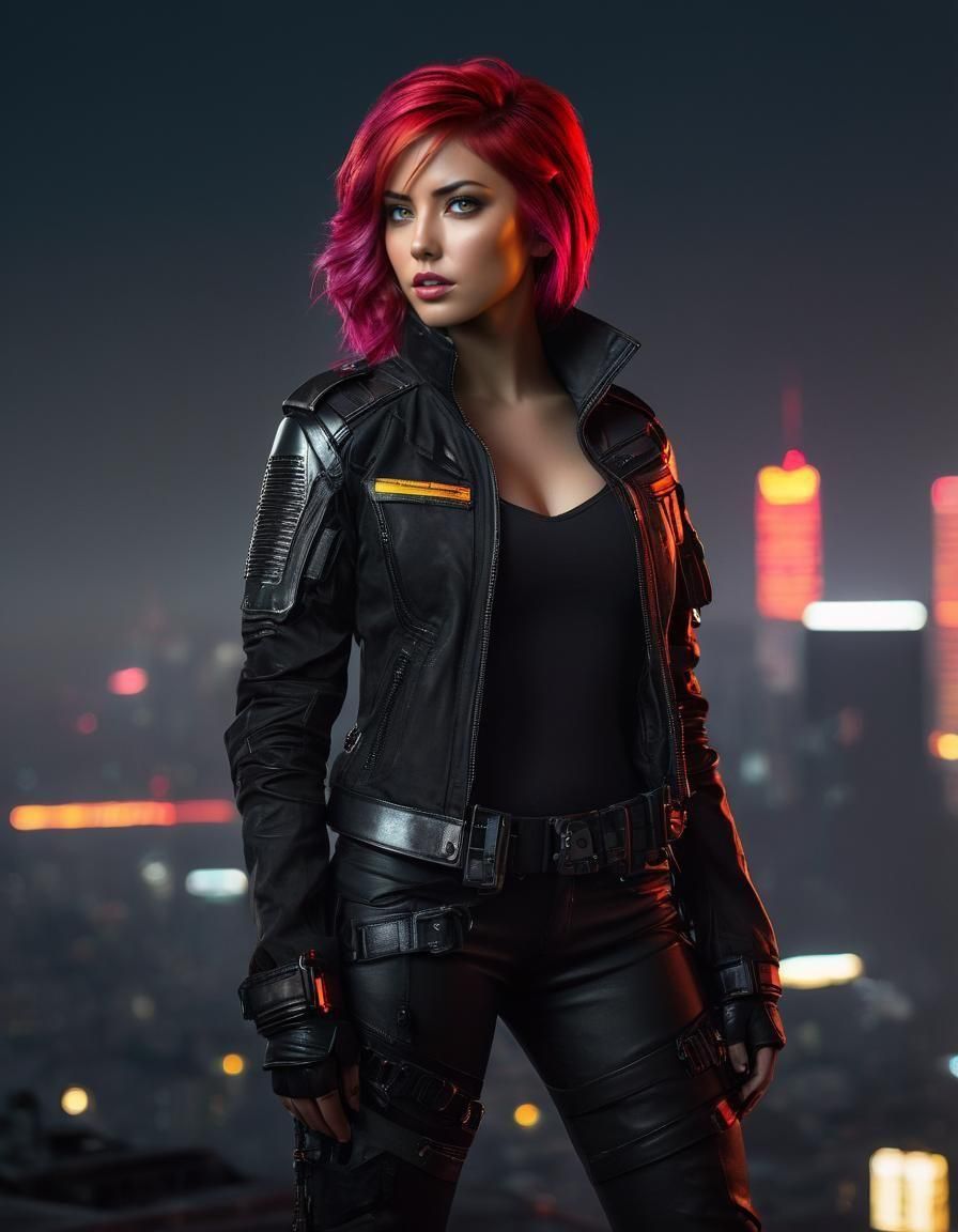 Sunset Shimmer: Cyberpunk Tactical Operator Portrait
