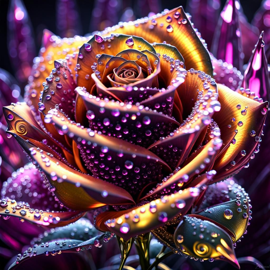 Giant Crystal Rose with Dew Drops