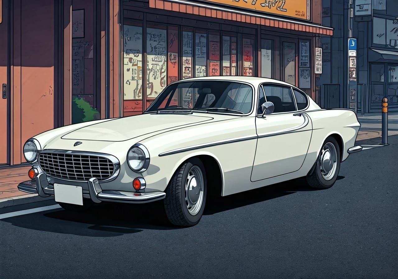Volvo P1800S in Tokyo Street: Anime-Inspired Style