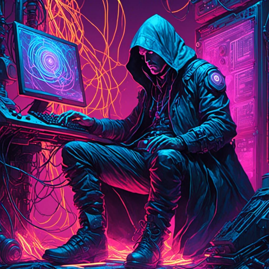 Cyberpunk Electromancer in Neon Future
