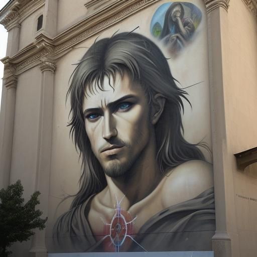 Cathedral Graffiti Art in Michelangelo and Royo Style