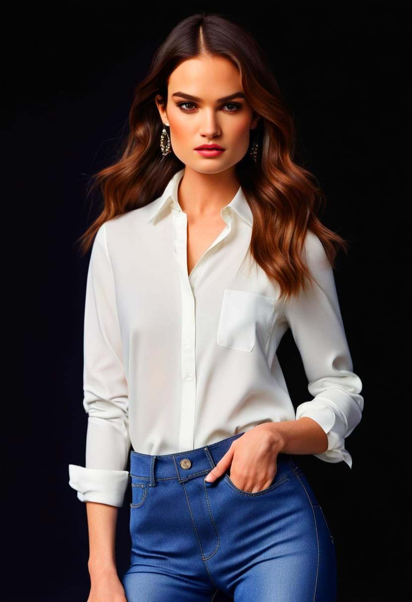 Lily James in Elegant Art Deco Attire