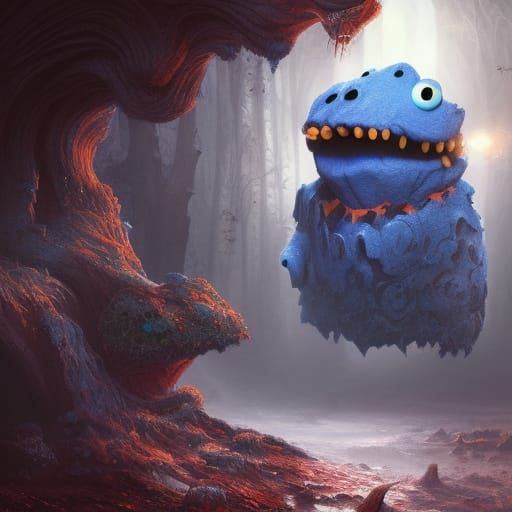Horror Cookie Monster Portrait in Unreal Engine 5