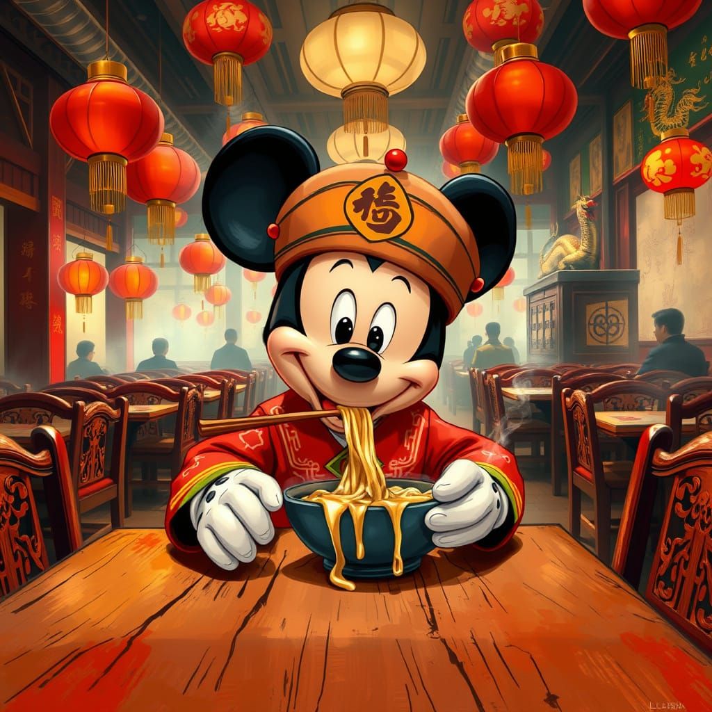 Mickey Mouse in Traditional Chinese Attire