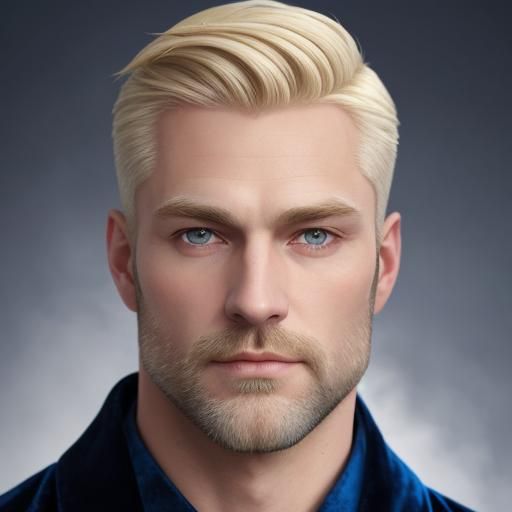 Handsome Blond Man in Velvet Bathrobe, Origami Style